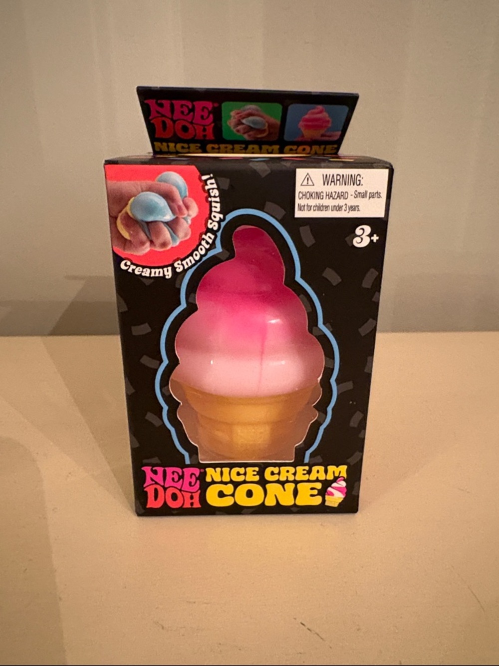 Nee Doh Nice Cream Cone Squishy Toy - Pink & Cream